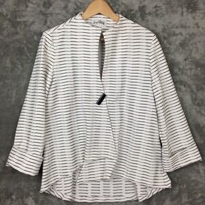 Joseph Ribkoff White Textured Knit Jacket Womens 10 Blazer Button Front Flowy‎